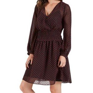 V Neck Swiss Dot Bishop Sleeve Dress NWT